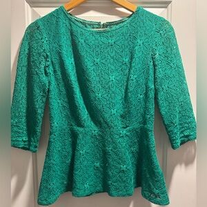 Anthropologie Green Peplum Top